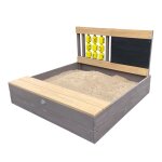 Axi kitty bac a sable en bois avec banc, espace de rangement, jeux du morpion bac a sable en anthracite ...