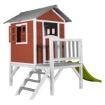Axi maisonnette lodge xl en bois rouge toboggan vert