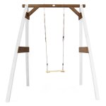 Axi portique simple en bois 1 balan�oire blanc marron 160x181x207cm