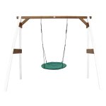 Axi portique en bois blanc marron avec balancoire si�ge nid rond