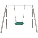 Axi portique en bois gris / blanc avec balan�oire - si�ge nid rond