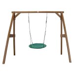 Axi portique en bois marron avec balan�oire - si�ge nid rond