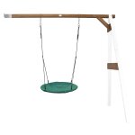 Axi portique mural en bois blanc marron avec balancoire siege nid rond