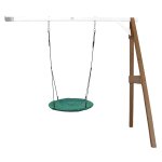 Axi portique en bois mural wall mount marron / blanc avec balan�oire - si�ge nid rond