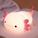 Axolotl veilleuse mignonne pour enfants, lampe de chambre d'enfant en silicone salamandre, minuterie ...