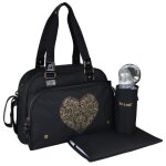 Baby on board sac a langer simply premium + accessoires - noir coeur dore