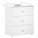 Baby price new basic commode a langer 3 tiroirs - boutons boule blancs