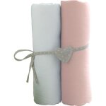 Babycalin 2 draps housse b�b� blanc rose 70 x 140 cm jersey 130gr / m