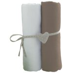 Babycalin 2 draps housse b�b� blanc taupe 70 x 140 cm jersey 130gr / m