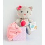 Babynat - doudou chat gris mouchoir rose kawaii