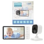 Babyphone vid�o pni bm500 : ecran 5 , sans fil 2, 4 ghz, temp�rature, vox, vision nocturne, zoom, berceuses ...