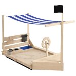 Bac a sable bateau de pirate en bois avec jeu de cuisine et 6 accessoires