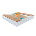 Bac a sable en bois axi evy avec bacs a eau, banc et espace de rangement