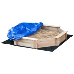 Bac a sable bois octogonal dim. 139, 5l x 139, 5l x 21, 5h cm - 4 bancs - b�che de couverture, non tiss� ...