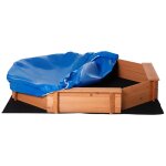 Bac a sable bois octogonal dim. 139, 5l x 139, 5l x 21, 5h cm - 4 bancs - b�che de couverture, non tiss� ...