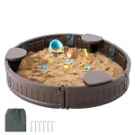 Bac a sable avec couvercle - duoku - 47, 2 x 9, 1 po - bac a sable rond en pehd - avec 3 siges d'angle ...