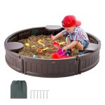 Bac a sable avec couvercle - vevor - 120 x 23 cm - pour jardin extrieur, plage, parc, cadeau pour enfants ...