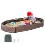 Bac a sable avec couvercle - vevor - 1830 x 1055 x 230 mm - pour jardin extrieur, plage, parc, cadeau ...
