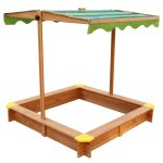 Bac a sable enfant en marron / vert bac a sable pour enfants en bois fsc avec couvercle / toit ouvrant ...