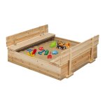 Bac a sable funny bois refermable avec 2 bancs et bâches de protection Bac a sable funny bois refermable avec 2 bancs et bâches de protection