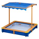 Bac a sable de jardin et� ext�rieur en bois avec toit rotatif hauteur ajustable enfant gar�on fille bleu ...
