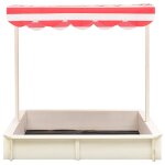 Bac a sable et toit rglable bois de sapin blanc et rouge uv50