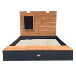 Bac a sable xl avec banc, rangement / couvercle, en bois fsc, anthracite