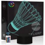 Badminton 3d illusion veilleuse jouets, dcor de maison led lampe de chevet table, tactile & tlcommander ...