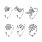 Bague anti - stress pour femmes, anneau a la mode, fleur rotative librement, accessoires bijoux, soulagement ...