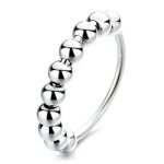 Bague anti - stress rotative  perles, cadeau anti - anxit, argent