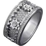 Bague géométrique 3d ornée de diamants faite à la main - bague étoilée à engrenages rotatifs faite à ... Bague géométrique 3d ornée de diamants faite à la main - bague étoilée à engrenages rotatifs faite à ...