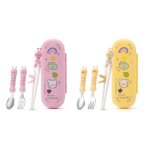 Baguettes en forme de cerf en acier inoxydable, 4 pices, cuillre, fourchette, auto - alimentation, ...