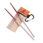 Baguettes pliables en bois, 1 paire, pour l'extrieur, camping pique - nique avec sac de rangement baguettes ...