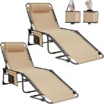 Bain de soleil pliants 5 positions rglable, chaise longue inclinable pliable, lit de camping pliant ...