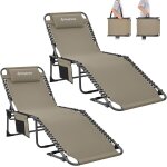 Bain de soleil pliants 5 positions rglable, chaise longue inclinable pliable, lit de camping pliant ...