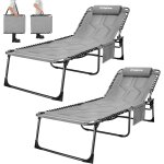 Bain de soleil pliants 5 positions rglable, chaise longue inclinable pliable, lit de camping pliant ...