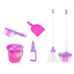 Balai de simulation pour enfants, 6 pi�ces, balai, seau, brosse, outil de nettoyage, ensemble de jouets ...