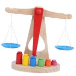 Balance en bois pour enfants 28 x 26 x 5 cm, jouet educatif pour l'enseignement des mathématiques Balance en bois pour enfants 28 x 26 x 5 cm, jouet educatif pour l'enseignement des mathématiques