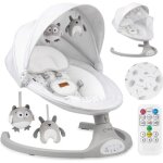 Balancelle bb electrique momi kenani - 10 mlodies - 5 modes de balancement - arche a jouets - blanc ...