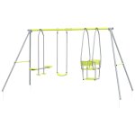Balanoire 3 agrs portique 2 face a face et balanoire dim. 2, 83l x 1, 56l x 1, 8h m mtal epoxy pe ...