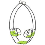 Balan�oire agr�s face a face enfant 3 a 6 ans - assises, dossiers, repose - pieds - acier gris pe vert ...