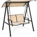 Balançoire de porche avec auvent réglable balancelle extérieure pour 2 personnes cadre et auvent en métal ... Balançoire de porche avec auvent réglable balancelle extérieure pour 2 personnes cadre et auvent en métal ...