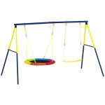 Balan�oire portique pour enfant 3 a 8 ans cadre acier jaune bleu