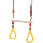 Balan�oire trap�ze en bois avec anneau de gymnastique, structure d'escalade pour enfants, toboggan, jeu ...