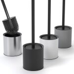 Balayette wc silicone ¿ brosse toilettes wc noir mat avec support acier inox et couvercle anti - eclaboussure ...
