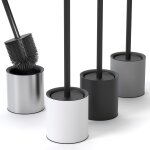 Balayette wc silicone ¿ brosse toilettes wc noir mat avec support acier inox et couvercle anti - eclaboussure ...