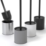 Balayette wc silicone ¿ brosse toilettes wc noir mat avec support acier inox et couvercle anti - eclaboussure ...