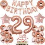 Ballon 29e anniversaire femme - rose dor - dcoration d'anniversaire 29 ans - rose dor - kit de dcoration ...