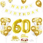 Ballon 60er anniversaire dor, dcoration d'anniversaire 60 an, ballon gant en aluminium numro 60, ...