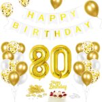 Ballon 80er anniversaire dor, dcoration d'anniversaire 80 an, ballon gant en aluminium numro 80, ...